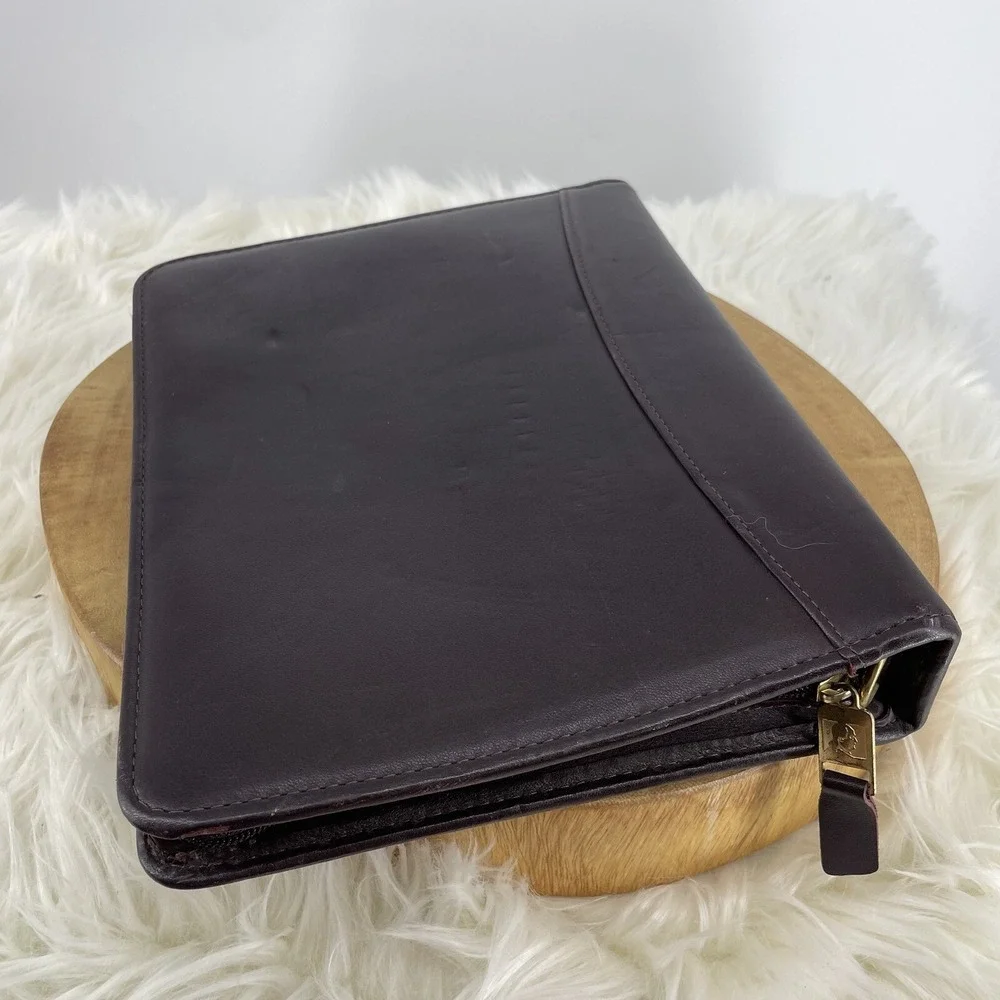 Vtg Franklin Quest Planner Binder Brown Leather 7 Ring Notebook Zipper USA Made